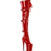 Vernis 20 cm FLAMINGO-3028 bottes cuissardes femme talons hauts avec boucles rouges