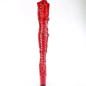 Vernis 20 cm FLAMINGO-3028 bottes cuissardes femme talons hauts avec boucles rouges