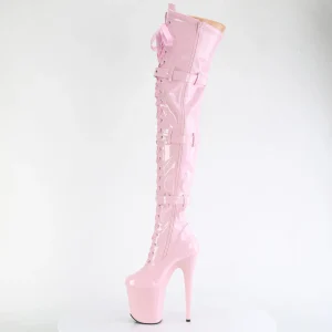 Vernis 20 cm FLAMINGO-3028 bottes cuissardes femme talons hauts avec boucles rose