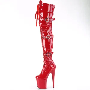 Vernis 20 cm FLAMINGO-3028 bottes cuissardes femme talons hauts avec boucles rouges