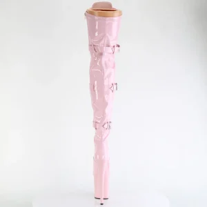 Vernis 20 cm FLAMINGO-3028 bottes cuissardes femme talons hauts avec boucles rose