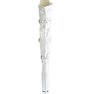 Vernis 20 cm FLAMINGO-3028 bottes cuissardes femme talons hauts avec boucles blanc