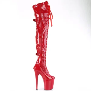 Vernis 20 cm FLAMINGO-3028 bottes cuissardes femme talons hauts avec boucles rouges