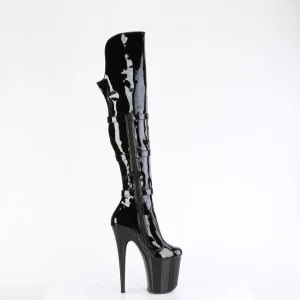 Vernis 20 cm FLAMINGO-3018 bottes cuissardes femme talons hauts avec boucles noires