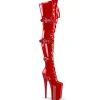 Vernis 23 cm INFINITY-3028 bottes cuissardes femme talons hauts avec boucles rouges