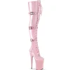 Vernis 23 cm INFINITY-3028 bottes cuissardes femme talons hauts avec boucles rose