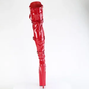 Vernis 23 cm INFINITY-3028 bottes cuissardes femme talons hauts avec boucles rouges