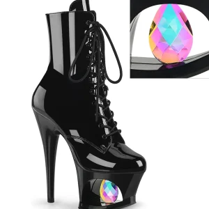Vernis 18 cm MOON-1020DIA bottines plateforme à lacets en noir