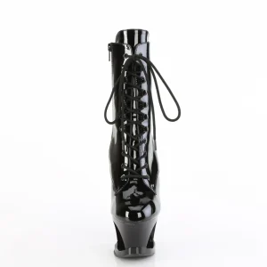 Vernis 18 cm MOON-1020DIA bottines plateforme à lacets en noir