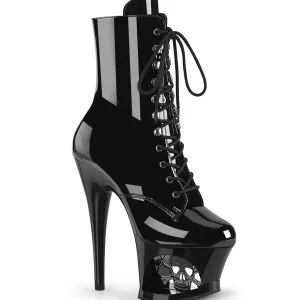 Vernis 18 cm MOON-1020SK bottines plateforme à lacets en noir