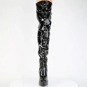 Vernis 13,5 cm plateforme bottes overknee femme avec chaînes