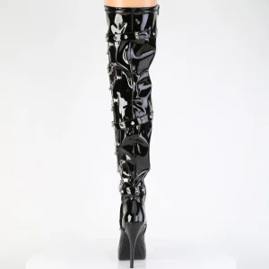 Vernis 13,5 cm plateforme bottes overknee femme avec chaînes