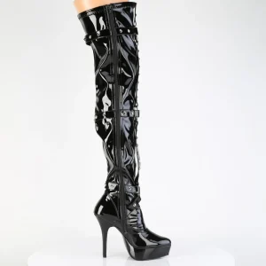 Vernis 13,5 cm plateforme bottes overknee femme avec chaînes