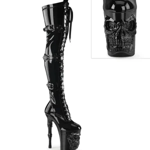 Vernis 20 cm RAPTURE-3028 crâne plateforme bottes overknee femme