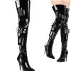 Vernis 13 cm SEDUCE-3019 bottes cuissardes femme talons hauts avec boucles