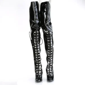 Vernis 13 cm SEDUCE-3082 bottes cuissardes femme talons hauts avec lacets