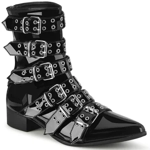 Vernis WARLOCK-70 bottines bout pointu - bottines winklepicker homme 6 boucles