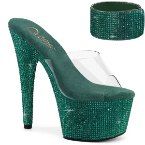 Vert 18 cm 712RS sandales talon haut avec manchette de cheville strass plateforme