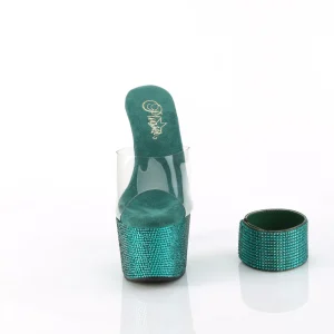 Vert 18 cm 712RS sandales talon haut avec manchette de cheville strass plateforme