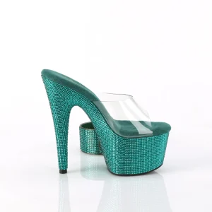 Vert 18 cm 712RS sandales talon haut avec manchette de cheville strass plateforme