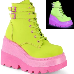 Vert neon 5 cm SHAKER-52 bottines cyberpunk plateforme