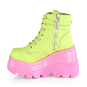 Vert neon 5 cm SHAKER-52 bottines cyberpunk plateforme