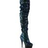 Vert Paillettes 15 cm DELIGHT-3004 bottes cuissardes pleaser