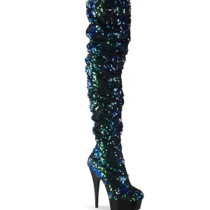 Vert Paillettes 15 cm DELIGHT-3004 bottes cuissardes pleaser