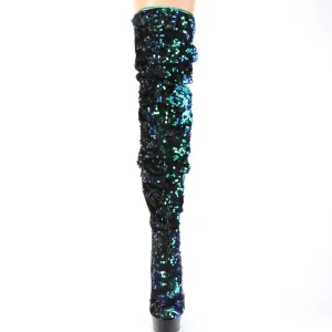 Vert Paillettes 15 cm DELIGHT-3004 bottes cuissardes pleaser