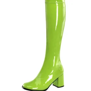 Vertes en cuir verni 7,5 cm GOGO-300 talon botte femme pour homme