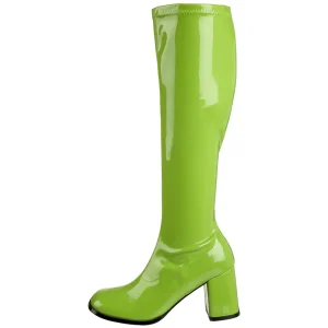 Vertes en cuir verni 7,5 cm GOGO-300 talon botte femme pour homme