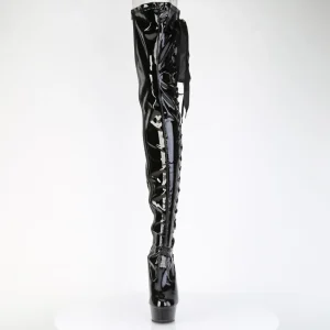 Vinyle crotch 15 cm DELIGHT-4050 Noires bottes cuissardes plateforme femme