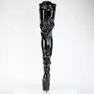 Vinyle crotch 15 cm DELIGHT-4023 Noires bottes cuissardes plateforme femme