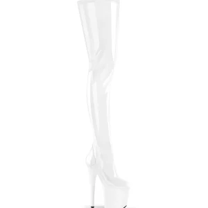 Vinyle crotch 20 cm FLAMINGO-4000 Blanc bottes cuissardes plateforme femme