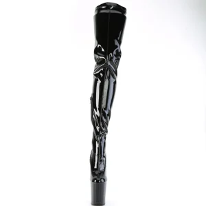 Vinyle crotch 20 cm FLAMINGO-4000 Noires bottes cuissardes plateforme femme