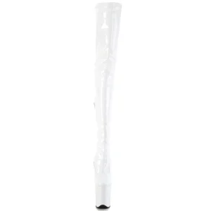 Vinyle crotch 20 cm FLAMINGO-4000 Blanc bottes cuissardes plateforme femme