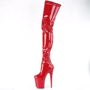 Vinyle crotch 20 cm FLAMINGO-4000 Rouge bottes cuissardes plateforme femme