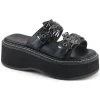 Vinyle mules 5 cm DemoniaCult EMILY-100 mules plateforme gothic ailes de chauve-souris