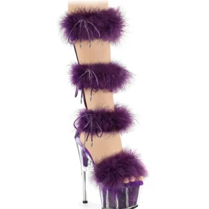Violettes 18 cm ADORE-728F sandales à talons hauts et plumes pole dance