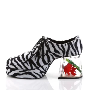 Zèbre PIMP-02 chaussures proxénète hommes avec talon aquarium poisson rouge