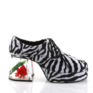 Zèbre PIMP-02 chaussures proxénète hommes avec talon aquarium poisson rouge
